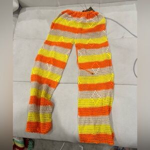 Colorful Striped crochet pants